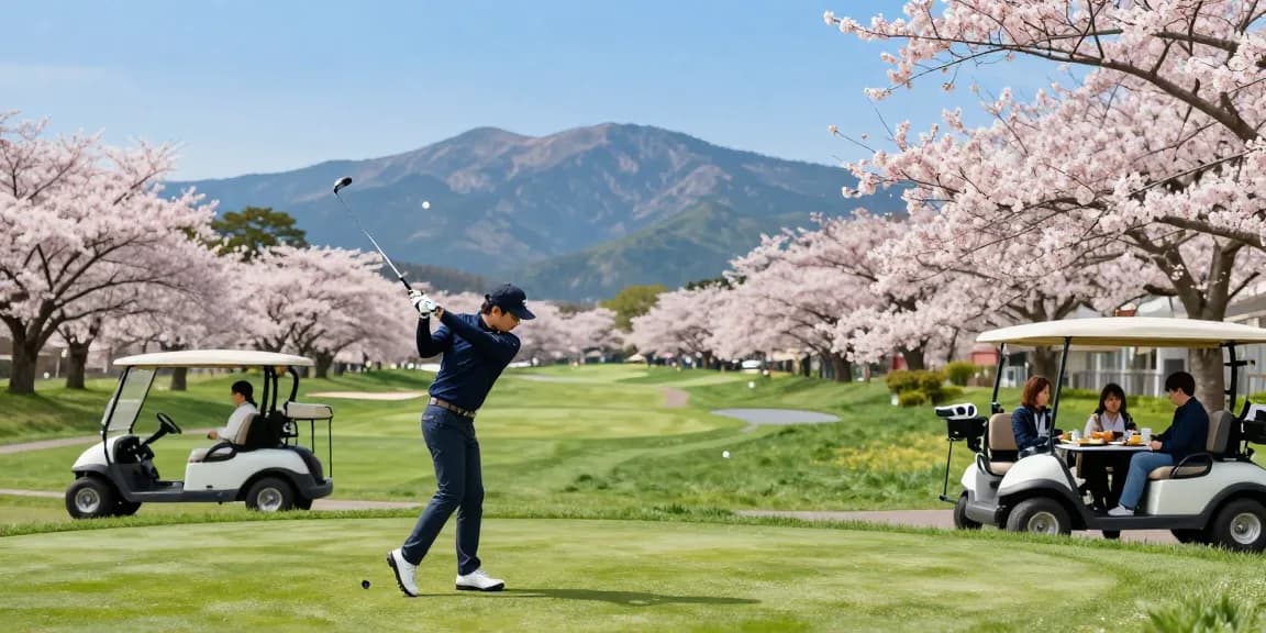 Pengalaman golf luar biasa di Kato City, Jepang, dengan latar belakang bro178 dan keindahan alam.