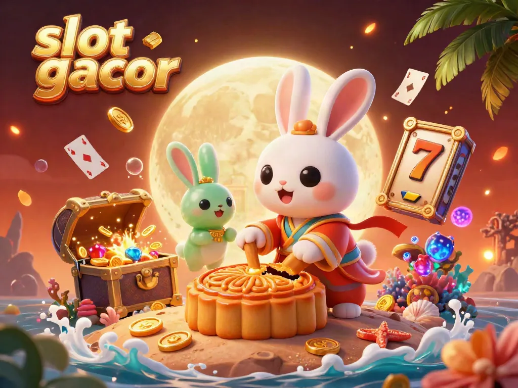Experience the excitement of slot gacor with a vibrant 3D scene featuring mystical characters and gaming elements.
