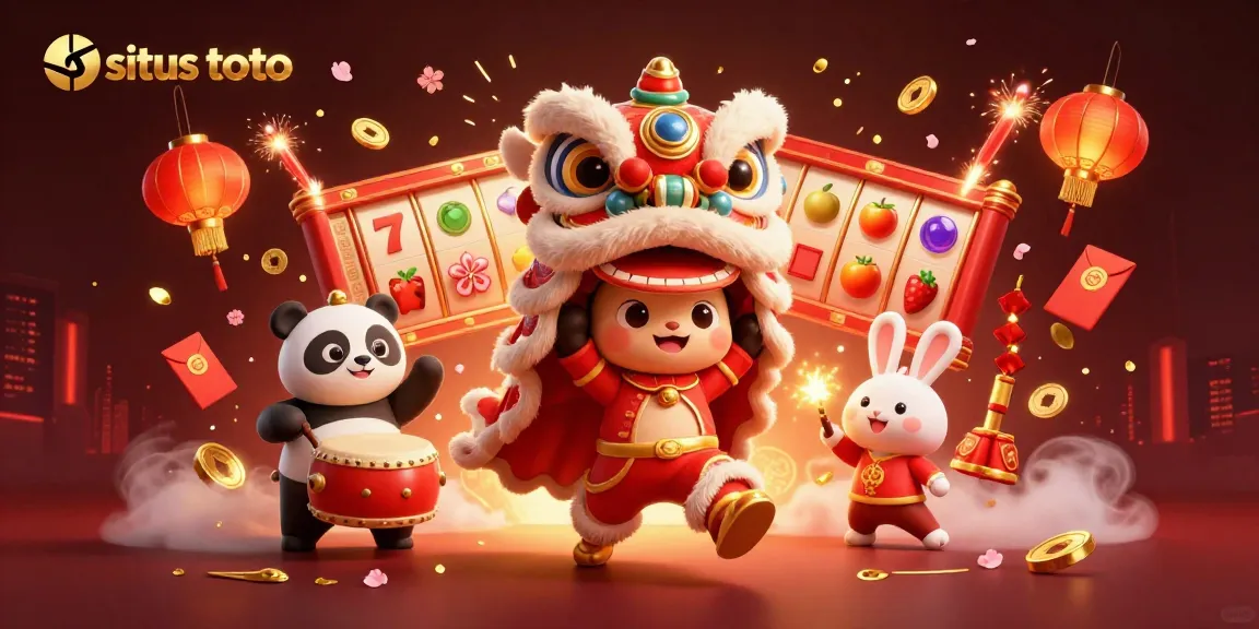 situs toto menghadirkan permainan slot dengan simbol keberuntungan dan karakter lucu dalam suasana yang meriah
