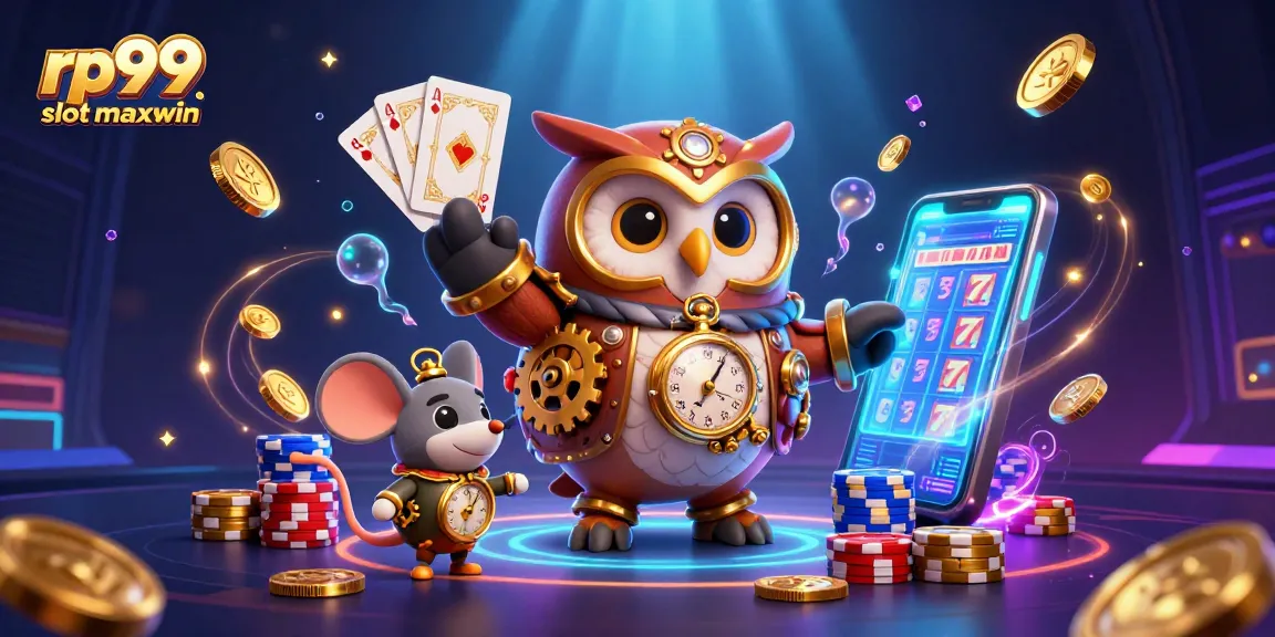 Experience winning action with rp99 slot maxwin in a vibrant casino-themed digital illustration.