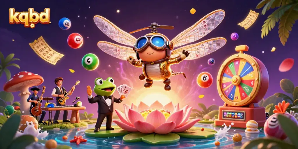 Engage in thrilling kqbd số action with a colorful 3D casino scene featuring dynamic lottery elements and vibrant characters.