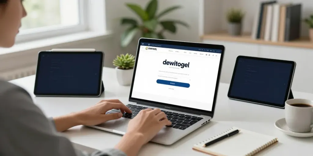 Akses halaman dewitogel login yang sederhana dan praktis dalam suasana kantor modern.