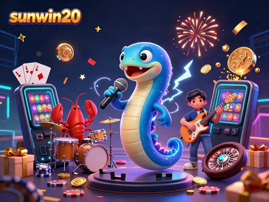 Experience the vibrant underwater casino scene with sunwin20, featuring an electric eel as DJ.