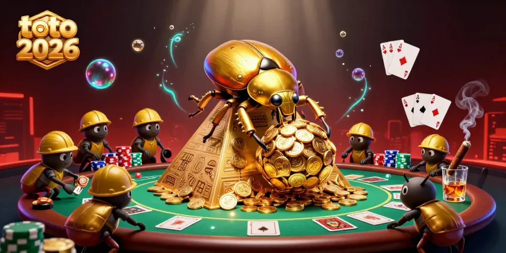 Menangkan jackpot dengan simbol-simbol kasino pada ilustrasi toto 2026 yang penuh energi.