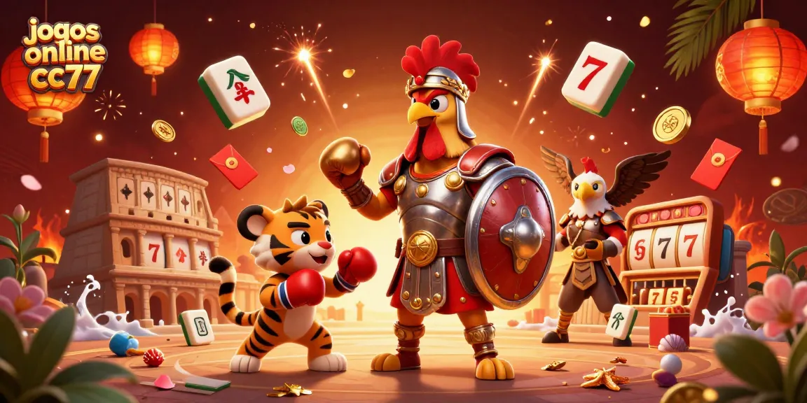Engage with jogos online cc77 in an exciting 3D cartoon scene showcasing unique casino elements and characters.