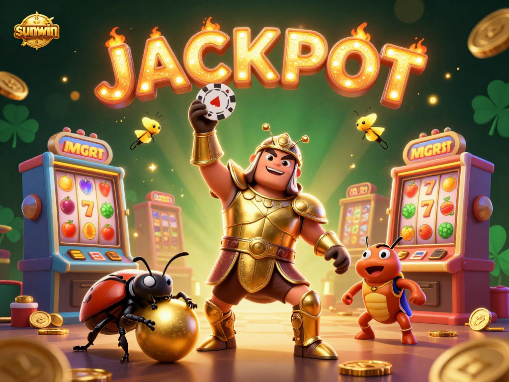 Boost your wins with sunwin's vibrant 3D jackpot scene featuring lively characters and dynamic casino elements.
