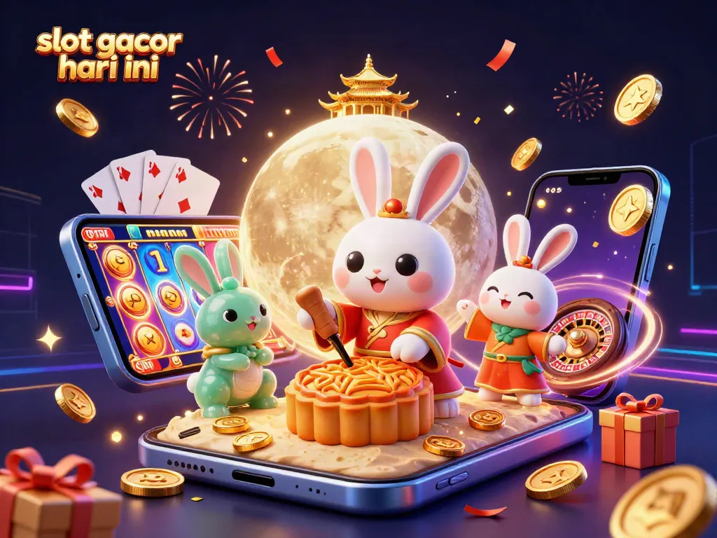 Putar slot gacor hari ini dengan ilustrasi luar biasa dari kelinci bulan dan elemen kasino yang menggembirakan.
