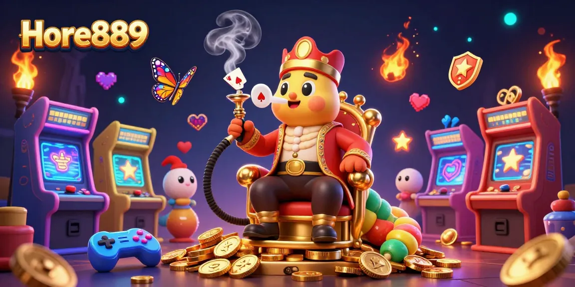 Engage with Hore889's vibrant gaming universe featuring colorful slots and lively casino elements.