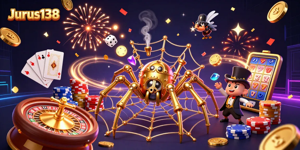 Experience the thrill of Jurus138 with golden chains, playful dice, and luxurious casino elements.