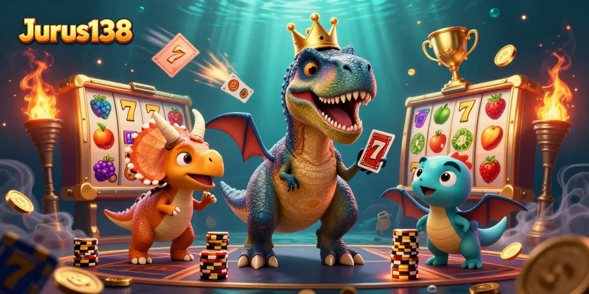 Engage with Jurus138's vibrant slot experience featuring a T-Rex and winning elements.