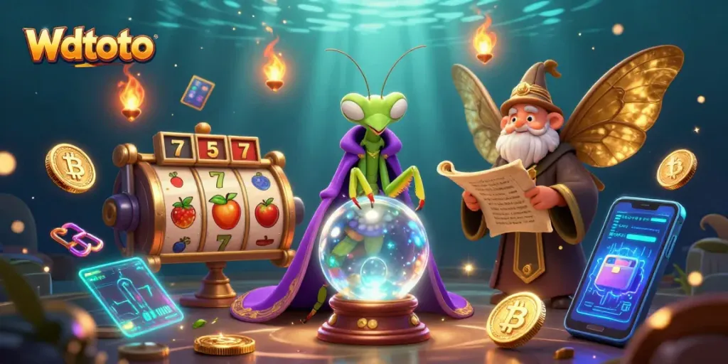 Menangkan jackpot di Wdtoto dengan ilustrasi 3D yang menakjubkan dan elemen permainan slot berkilauan.