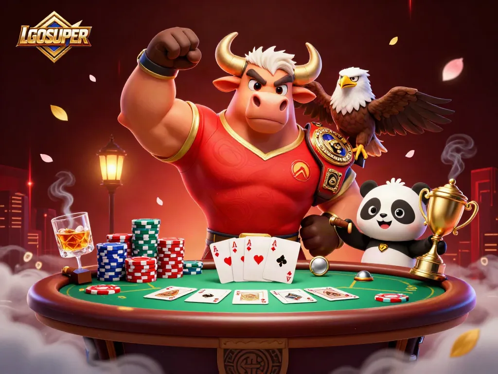 Win big with LGOSUPER at the poker table in a thrilling casino scene.