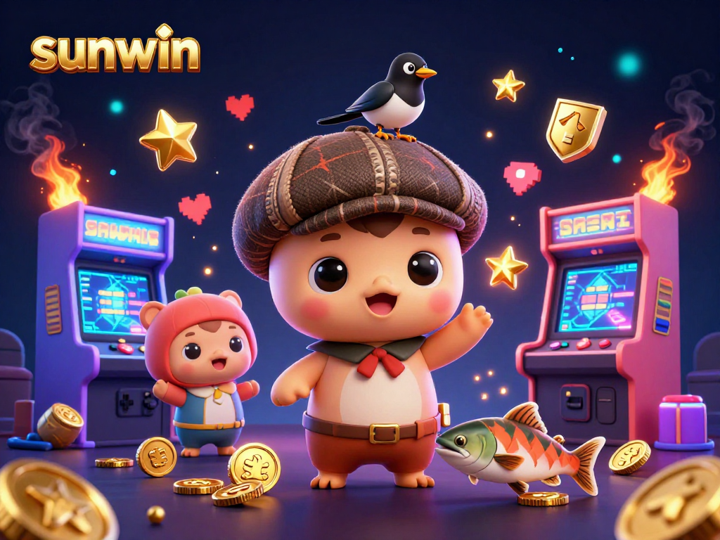 Play with sunwin and enjoy the thrill of a vibrant 3D casino scene featuring baby Nessie.