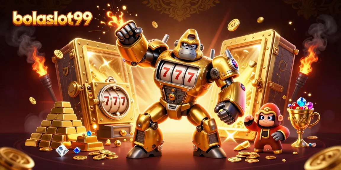 Win big with bolaslot99 in this vibrant 3D illustration capturing casino excitement.