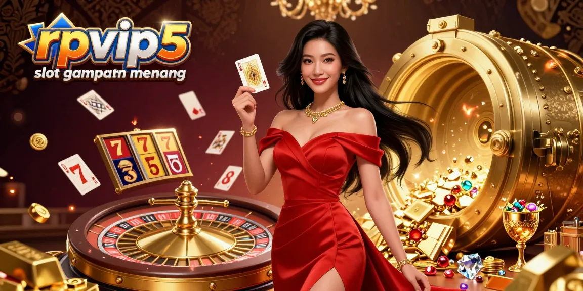 Experience the thrill of rpvip5 slot gampang menang with a vibrant casino scene showcasing elegance and excitement.