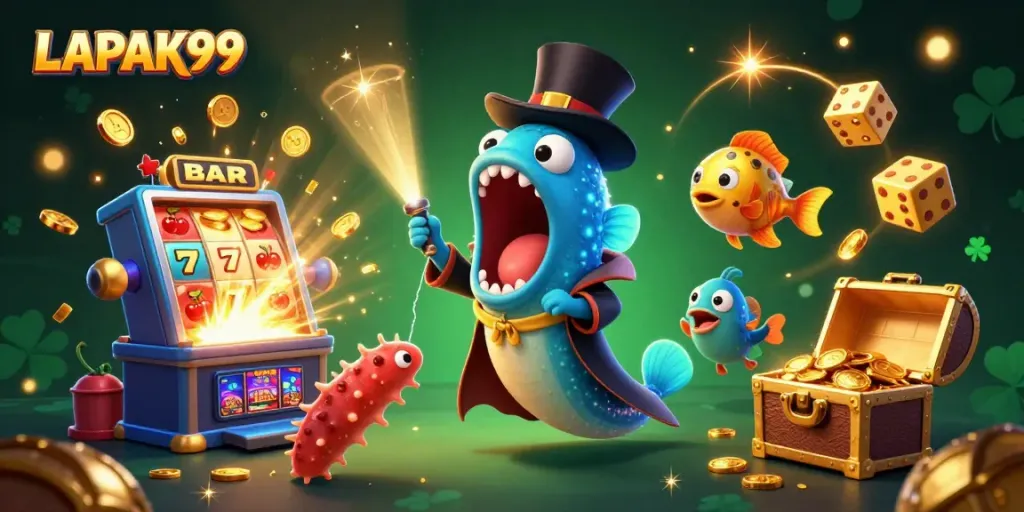 Experience thrilling gameplay with LAPAK99, featuring vibrant slot machines and captivating characters.