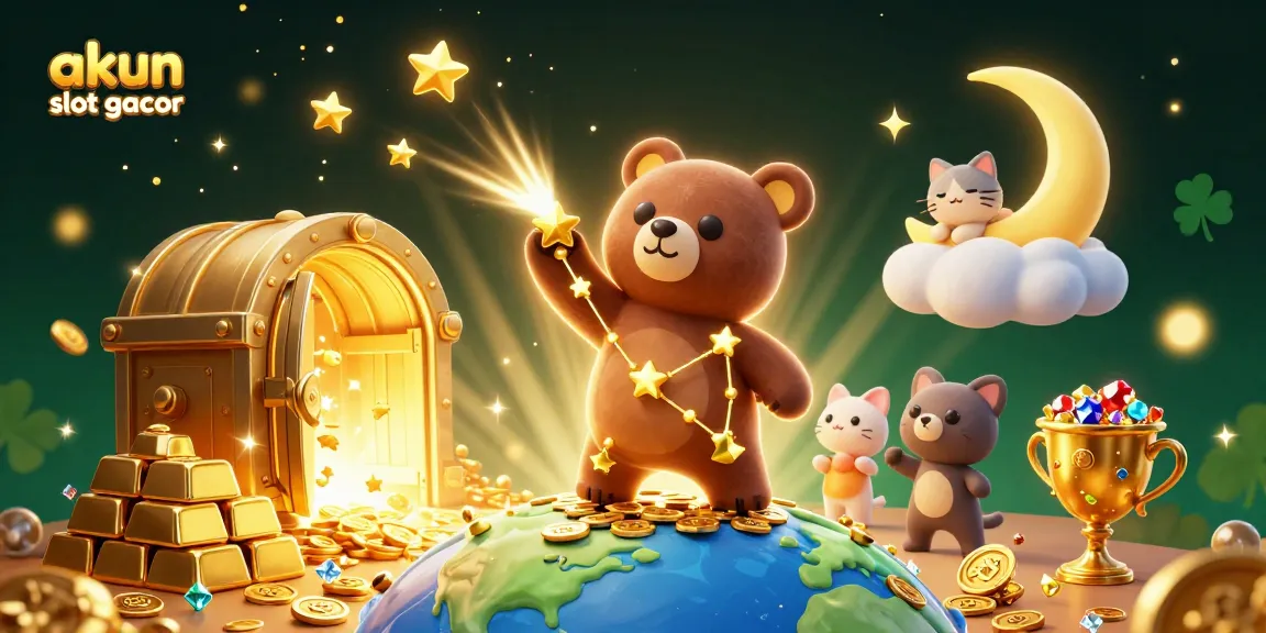 Engage with the thrilling world of akun slot gacor as the cartoon constellation bear and friends scoop up treasures in this vibrant casino scene.