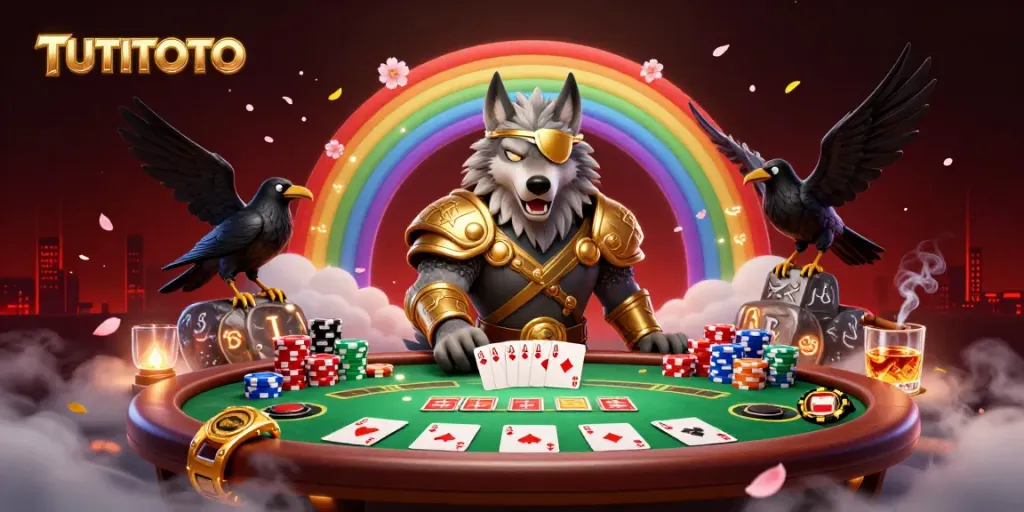 TUTITOTO brings to life a mythical poker scene with Odin and ravens in a casino fantasy.