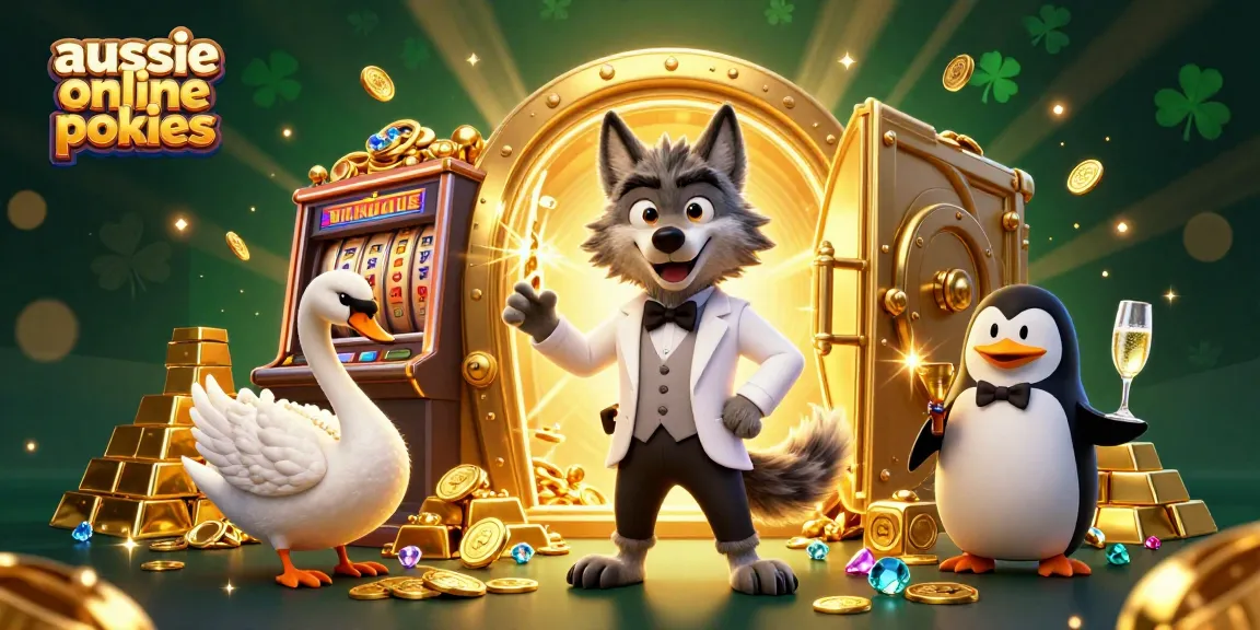 Spin on Aussie online pokies with a debonair wolf, elegant swan, and sophisticated penguin.