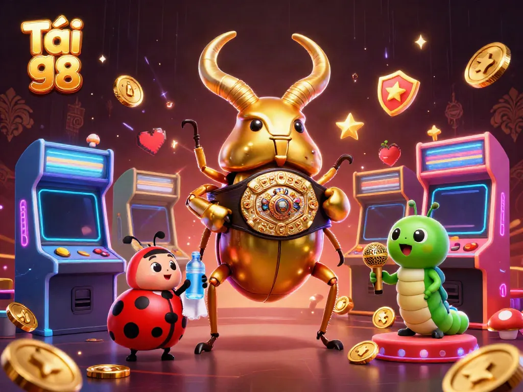 Tải go 88 features a vibrant 3D illustration showcasing a giant stag beetle boxing champion and gaming elements