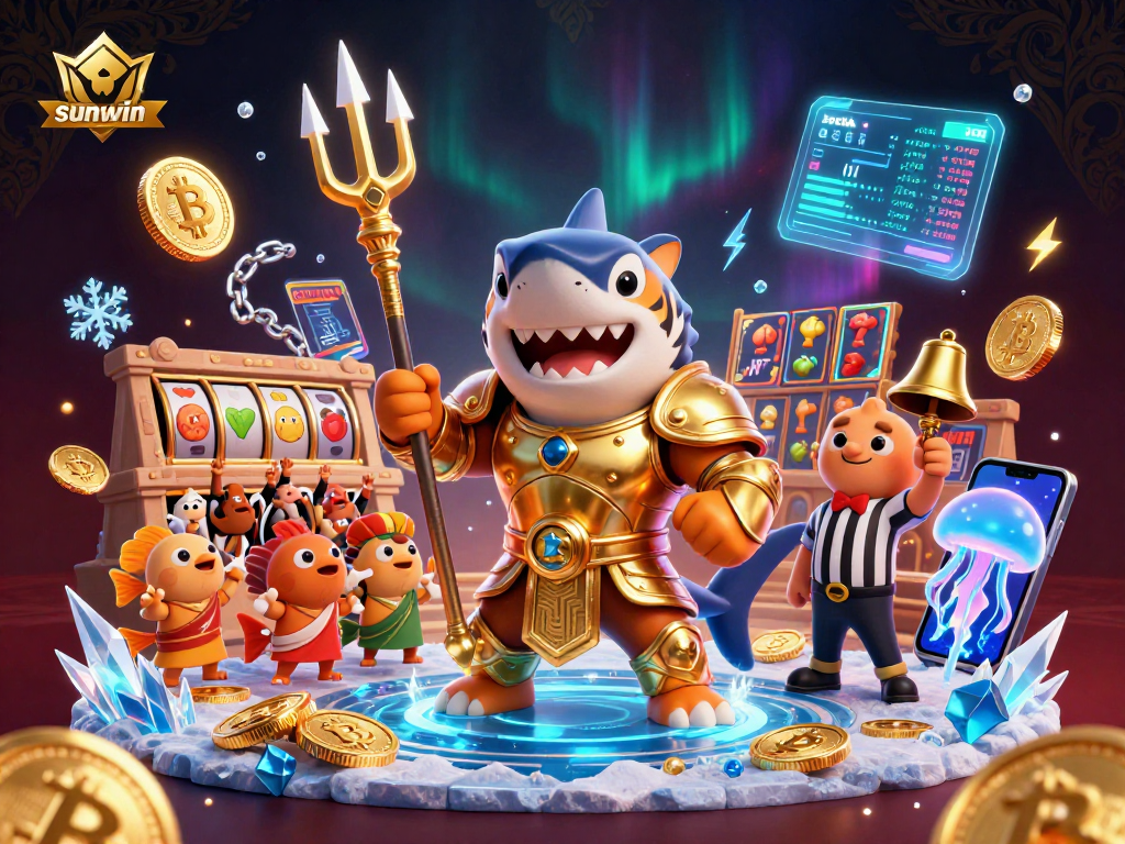 Experience the thrill of gambling with sunwin as the tiger shark battles for cryptocurrency treasures.