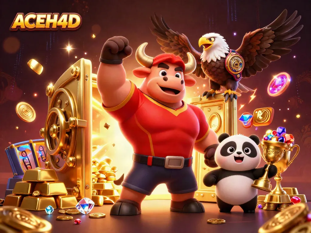 ACEH4D showcases victory through detailed characters in a vibrant casino setting.