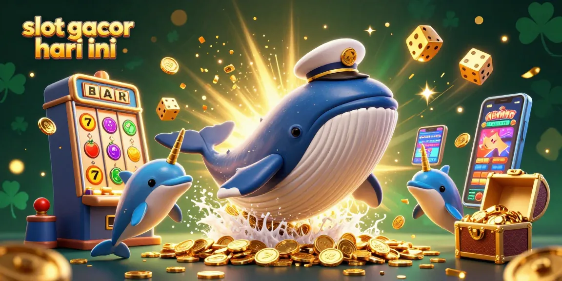Experience slot gacor hari ini with an exciting 3D scene of a whimsical whale and vibrant casino elements.
