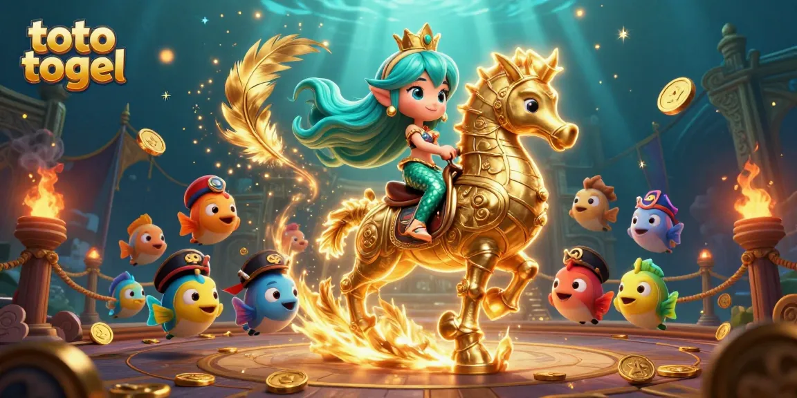 Experience thrilling toto togel with colorful characters in an exciting underwater gambling scene.