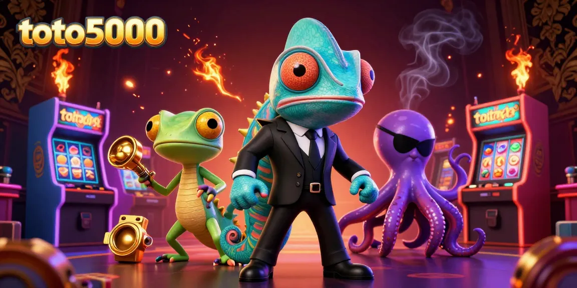 Toto5000 showcases a thrilling 3D casino scene with animated characters and colorful game elements.