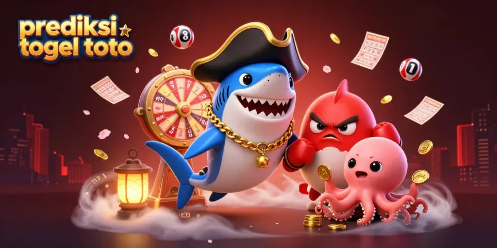 Visualisasi prediksi togel toto dengan karakter lucu dan elemen permainan yang menarik.