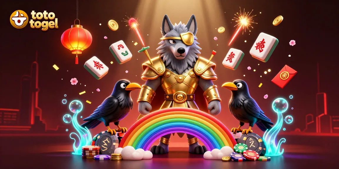 Mengambil bagian dalam toto togel yang seru dengan karakter Norse Odin dan dua burung gagak di tengah keceriaan permainan kasino.