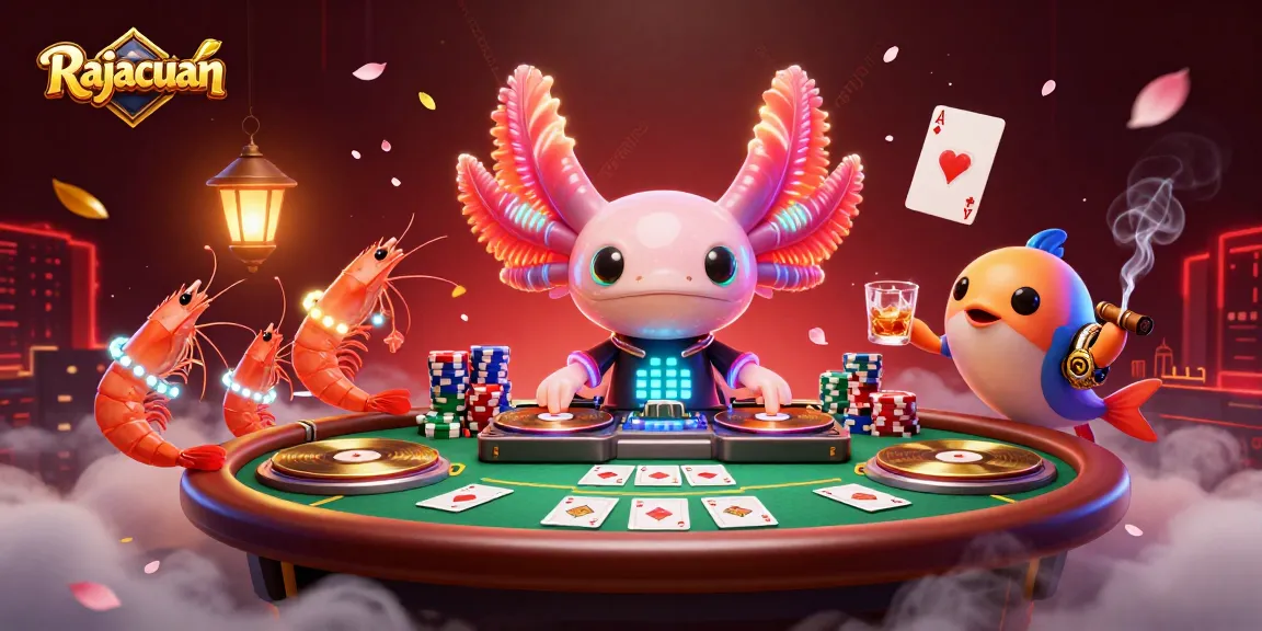 Rajacuan menarik perhatian dengan DJ axolotl neon dan elemen kasino yang memukau.