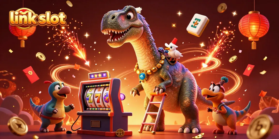 Menangkan permainan slot dengan link slot yang penuh warna saat dinosaurus 3D mengawasi dari atas.