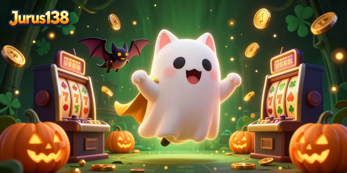 Experience thrilling casino adventures with Jurus138 featuring a ghost cat and glowing jackpot.