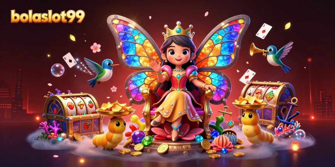 Bolaslot99 features a vibrant 3D scene blending slot themes with enchanting characters for exhilarating gameplay.