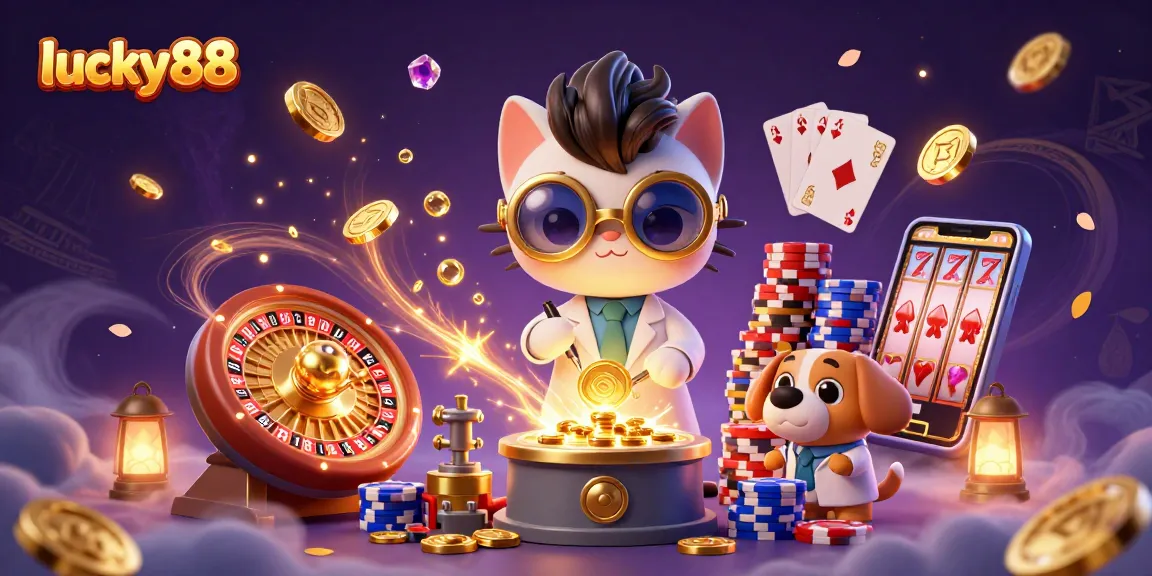 Experience the fun of winning with lucky88 in a vibrant laboratory filled with casino elements.