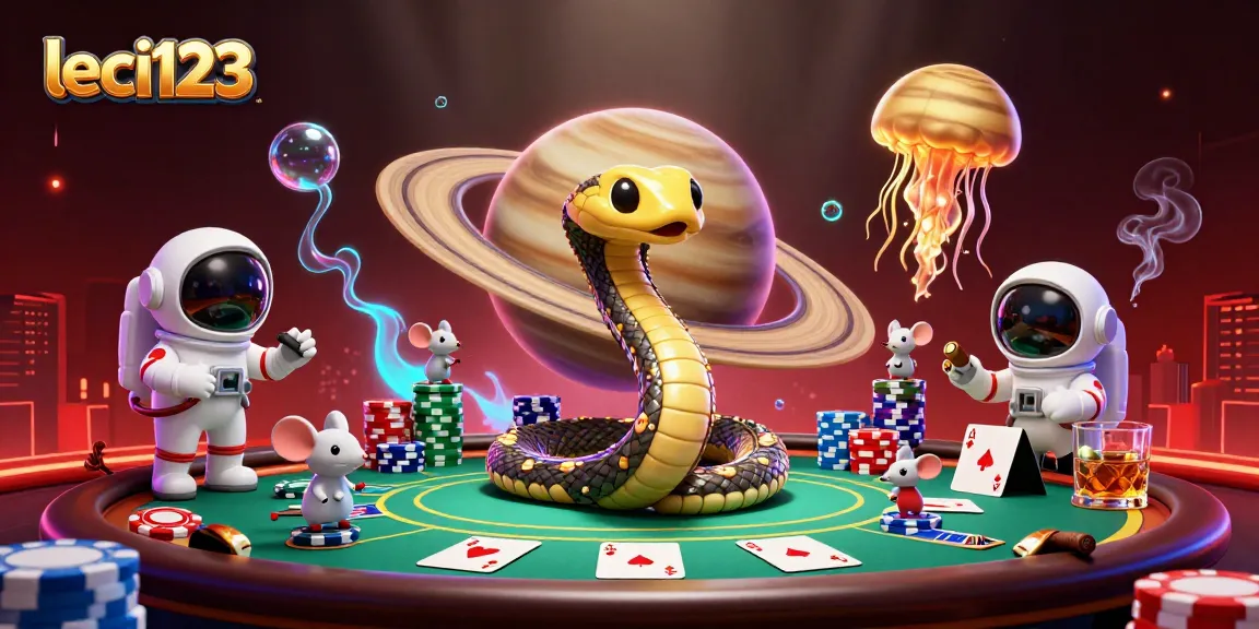 Play leci123 with astronaut mice betting on a cosmic roulette wheel in a vibrant 3D casino scene.